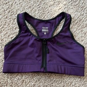 Nike Pro Purple Zip-Up Sports Bra Size S